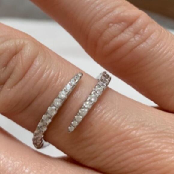 Zirconia Open Twist Wrap Ring 925 Stamped Gold Rose Gold or Sterling Silver - Picture 8 of 14